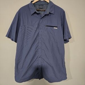 Men's Blue Short Sleeve Button Up